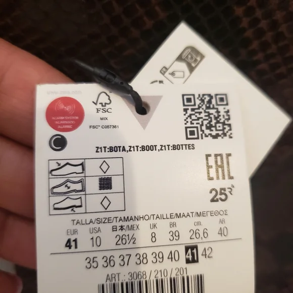 Zara faux leather animal print knee high boots size 10 eu 41 new with tag brown - Picture 7 of 7